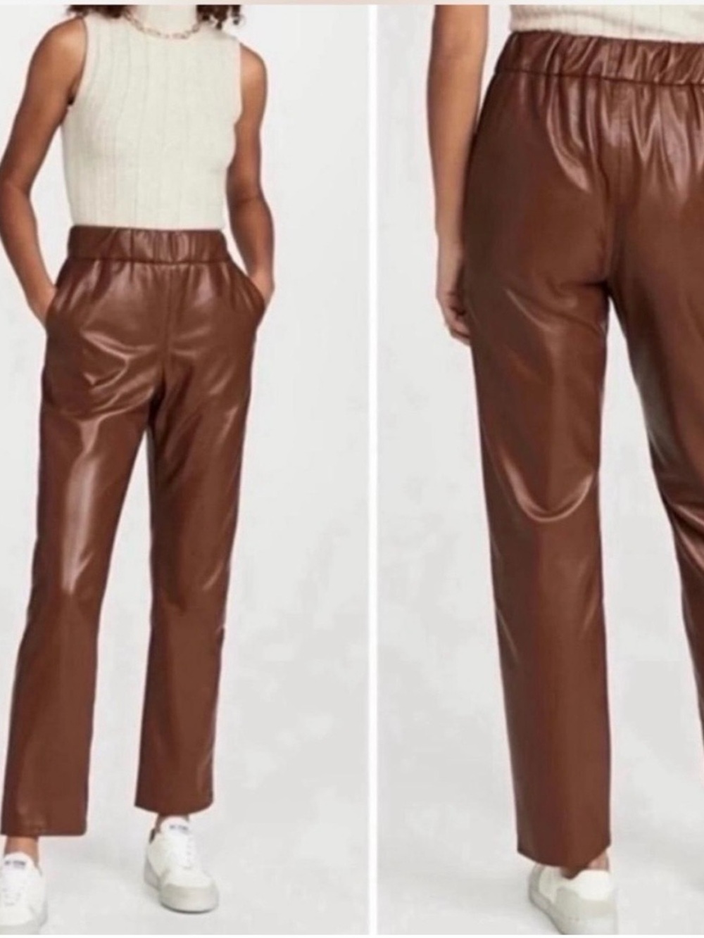 Anine Bing Brown Vegan Leather Pants